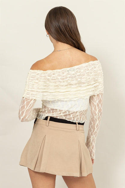 Off-Shoulder Lace Crop Top