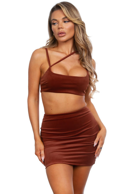 Velvet Two Piece Skirt Set