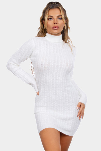 Cable Knit Long Sleeve Mini Dress