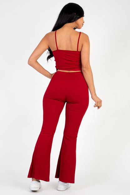 Cami Top & Ruched Flared Pants Set