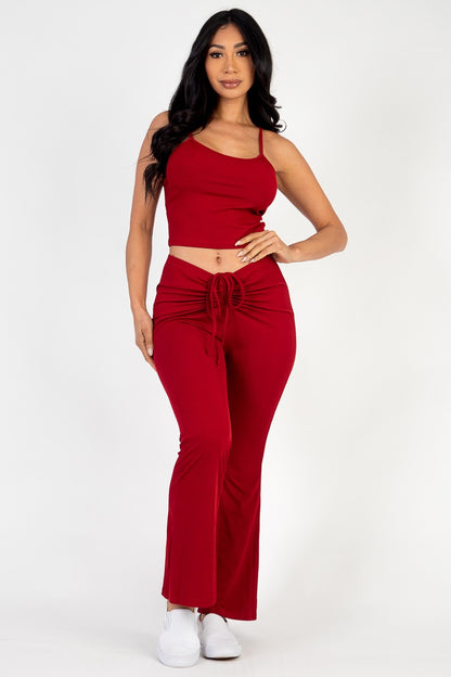 Cami Top & Ruched Flared Pants Set