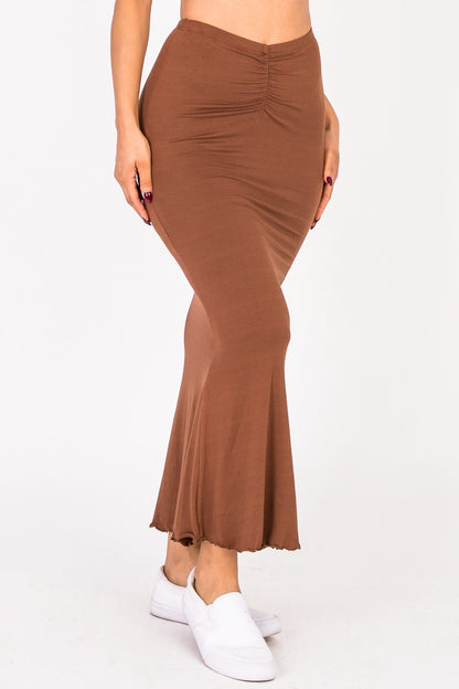 Solid Ruched Mermaid Skirt