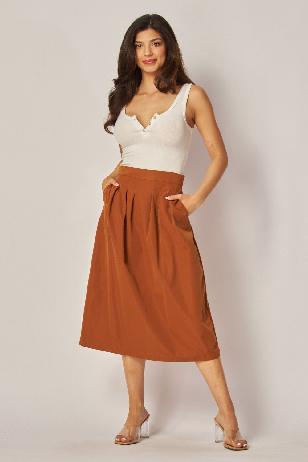 Woven Mid-Length Skirt