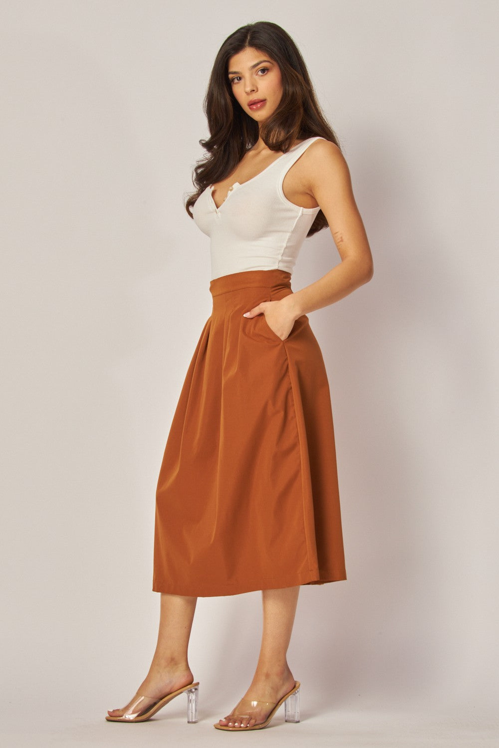 Woven Mid-Length Skirt