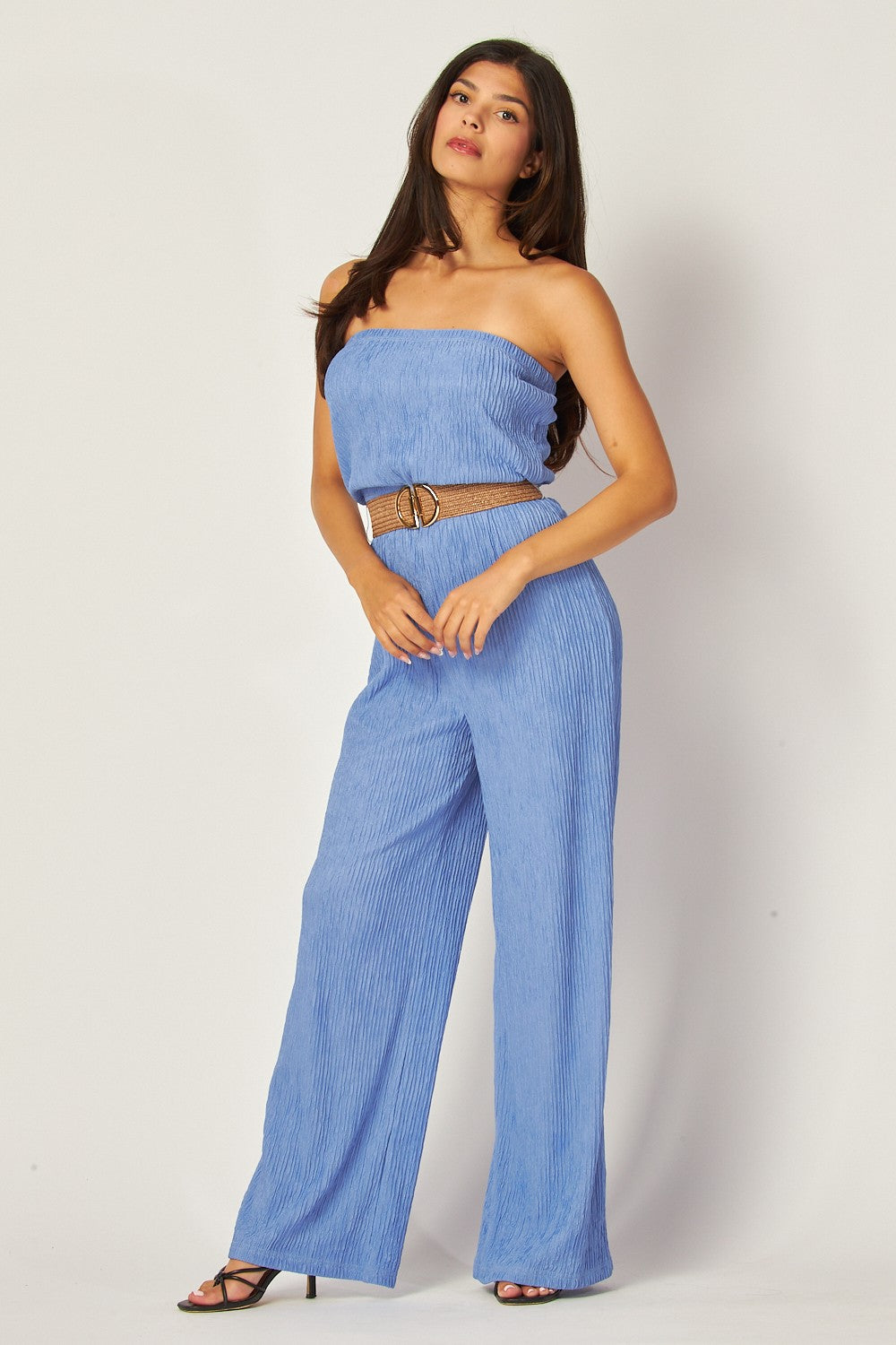 Iris Strapless Belted Wide Leg Jumpsuit