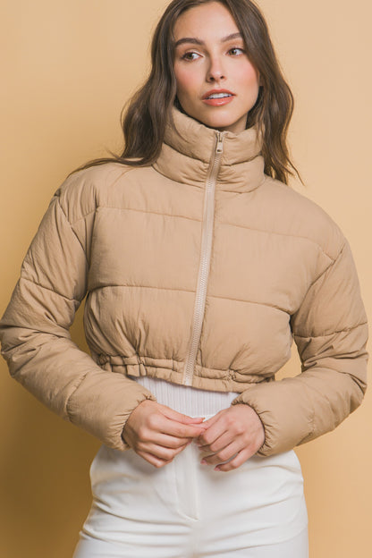 High Neck Crop Puffer Jacket