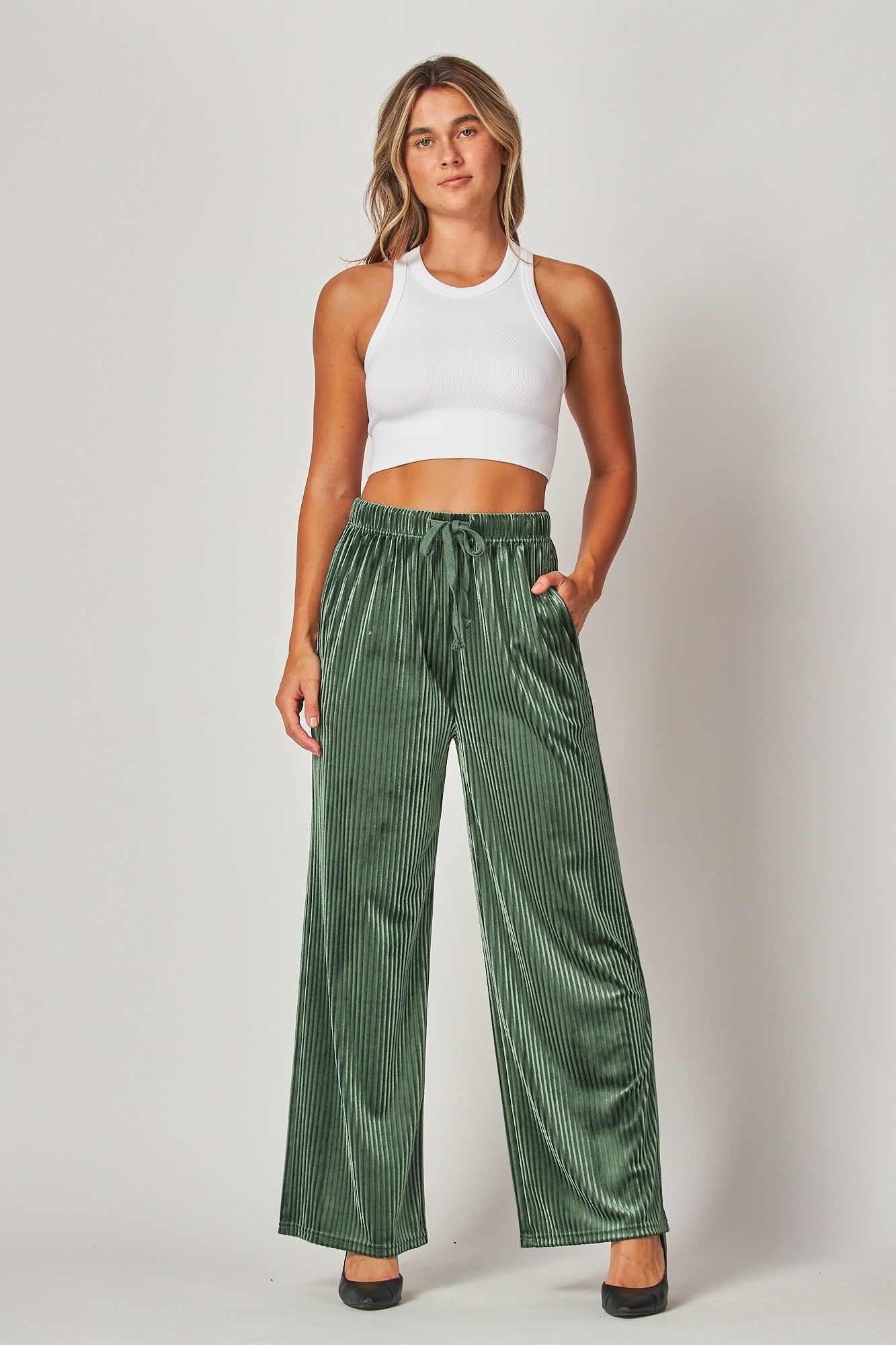 Ribbed Velvet High Waisted Pants