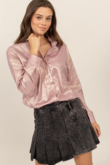 Shimmer Button-Down Blouse