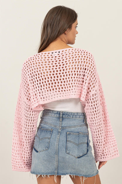 Open Stitch Cropped Sweater