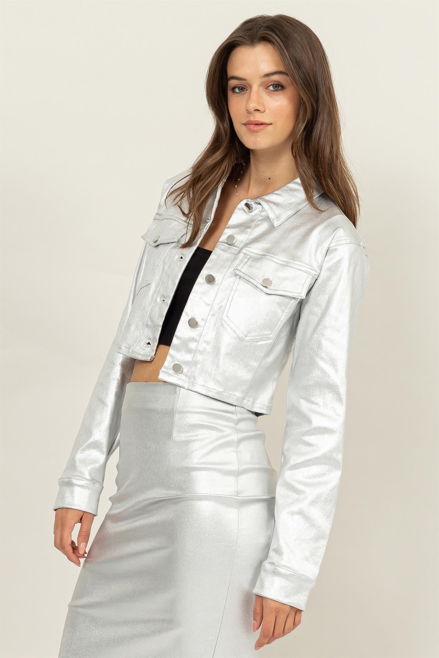 Cropped Metallic Jacket