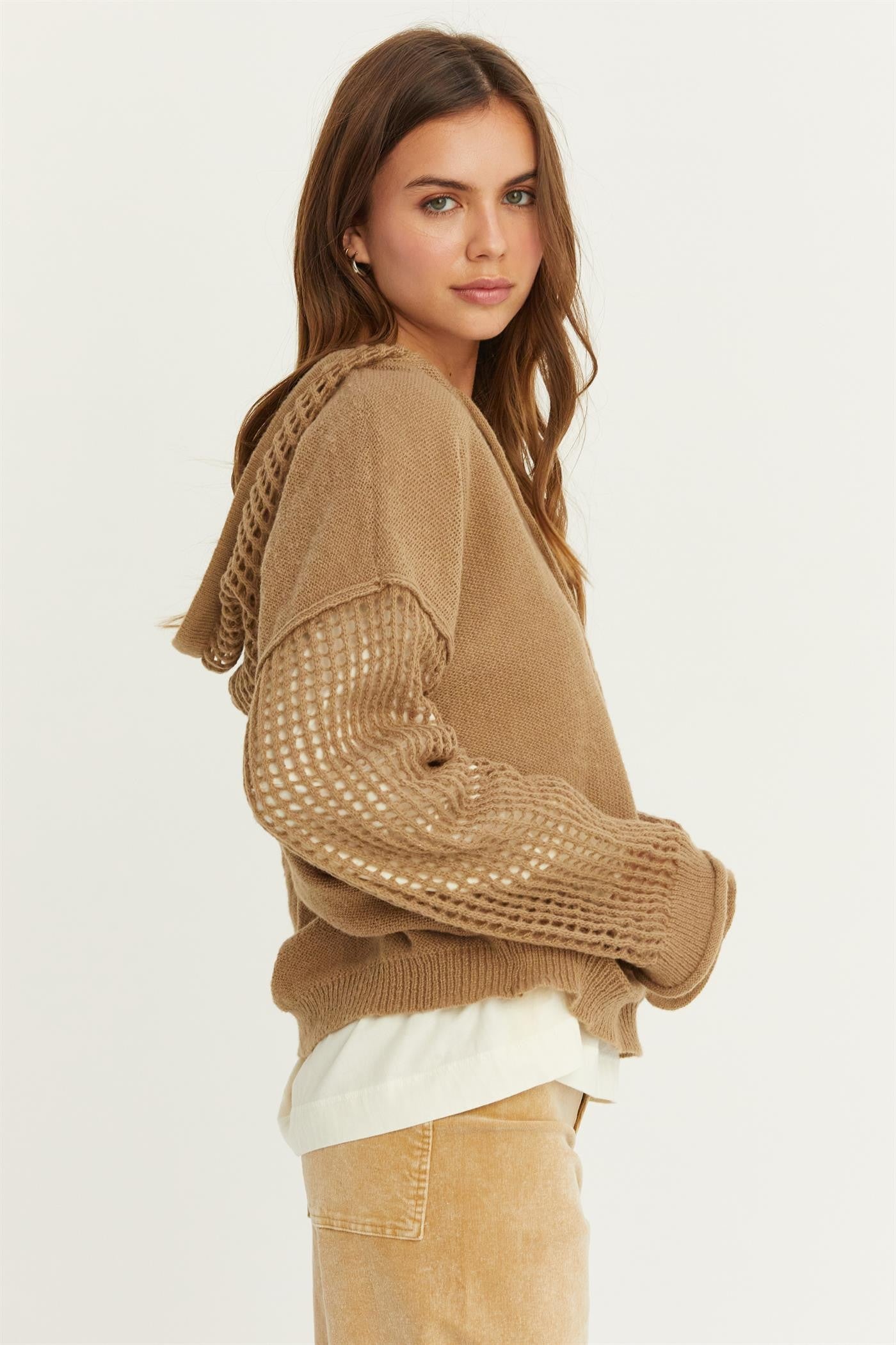 Crochet Knit Hoodie Sweater