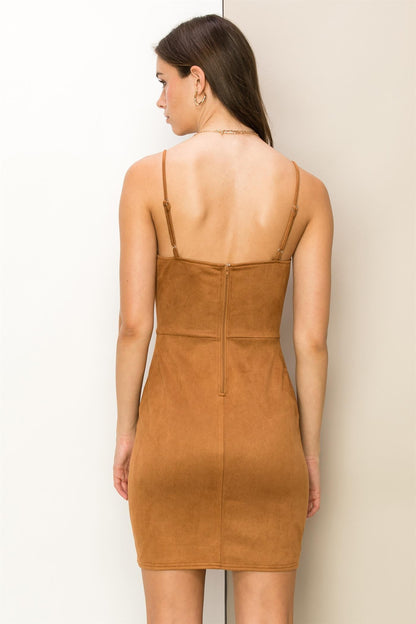 Faux Suede Mini Corset Dress