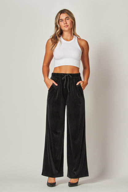 Ribbed Velvet High Waisted Pants