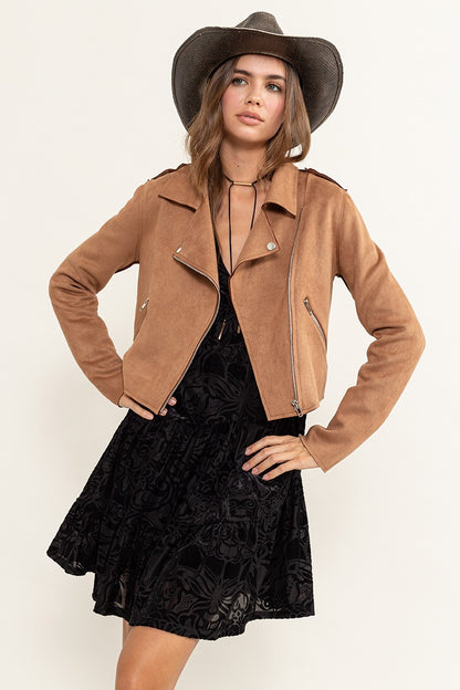 Faux Suede Moto Jacket