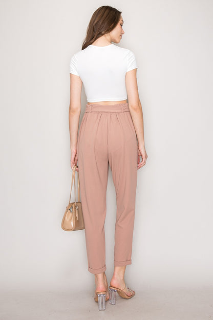 Tie Waist Pockets Casual Knit Relaxed Capri Pants