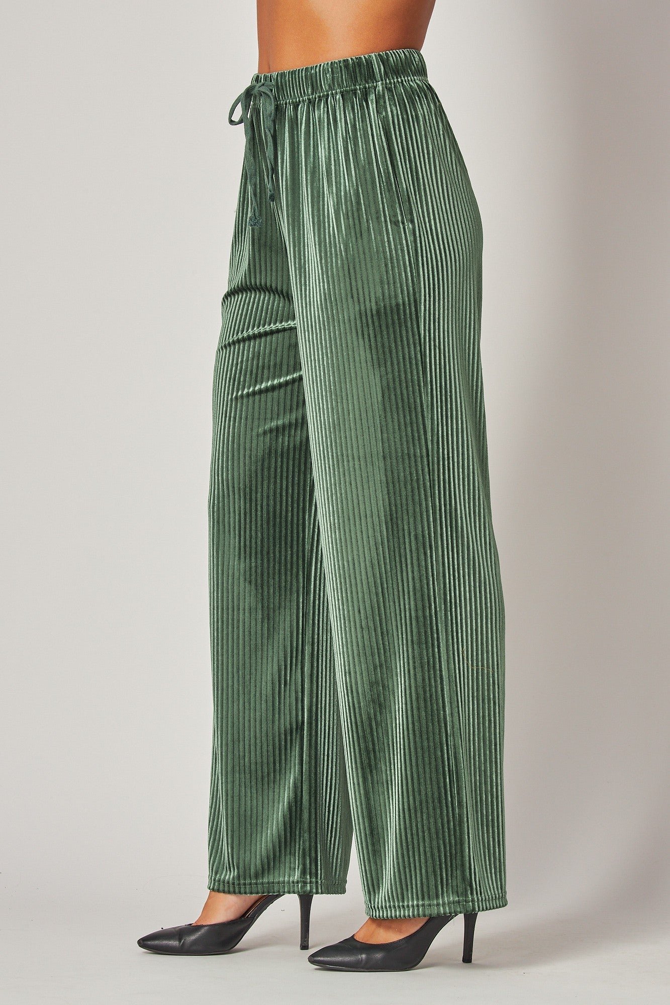 Ribbed Velvet High Waisted Pants