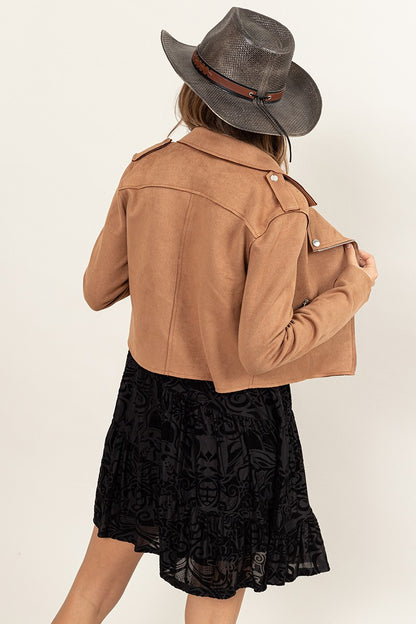 Faux Suede Moto Jacket