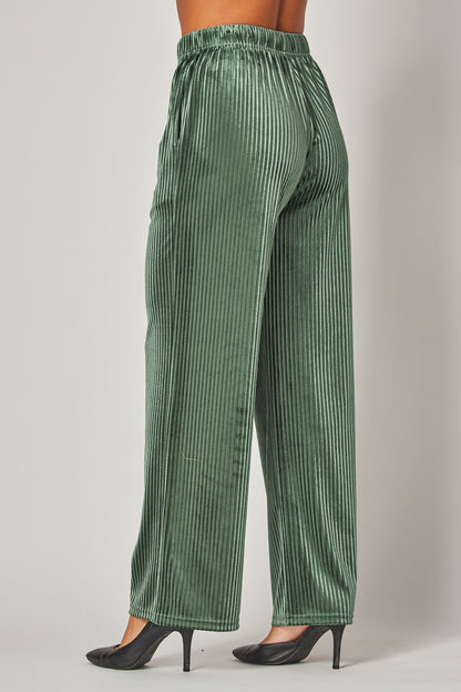 Ribbed Velvet High Waisted Pants