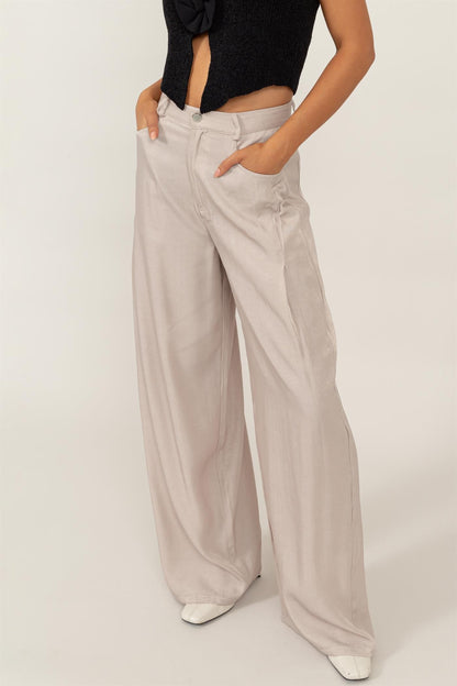 High-Waist Woven Wide-Leg Pants