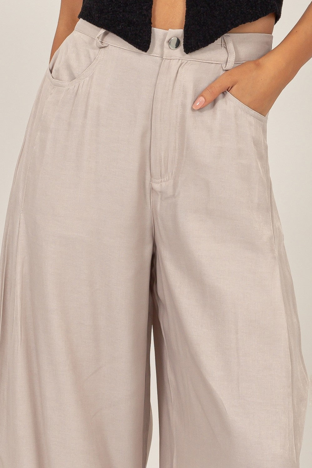 High-Waist Woven Wide-Leg Pants