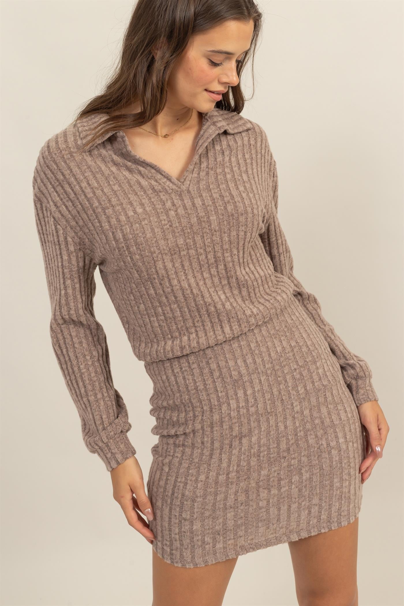 Brushed Ribbed Knit Dress