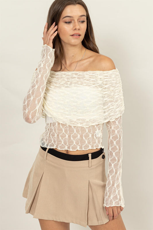 Off-Shoulder Lace Crop Top