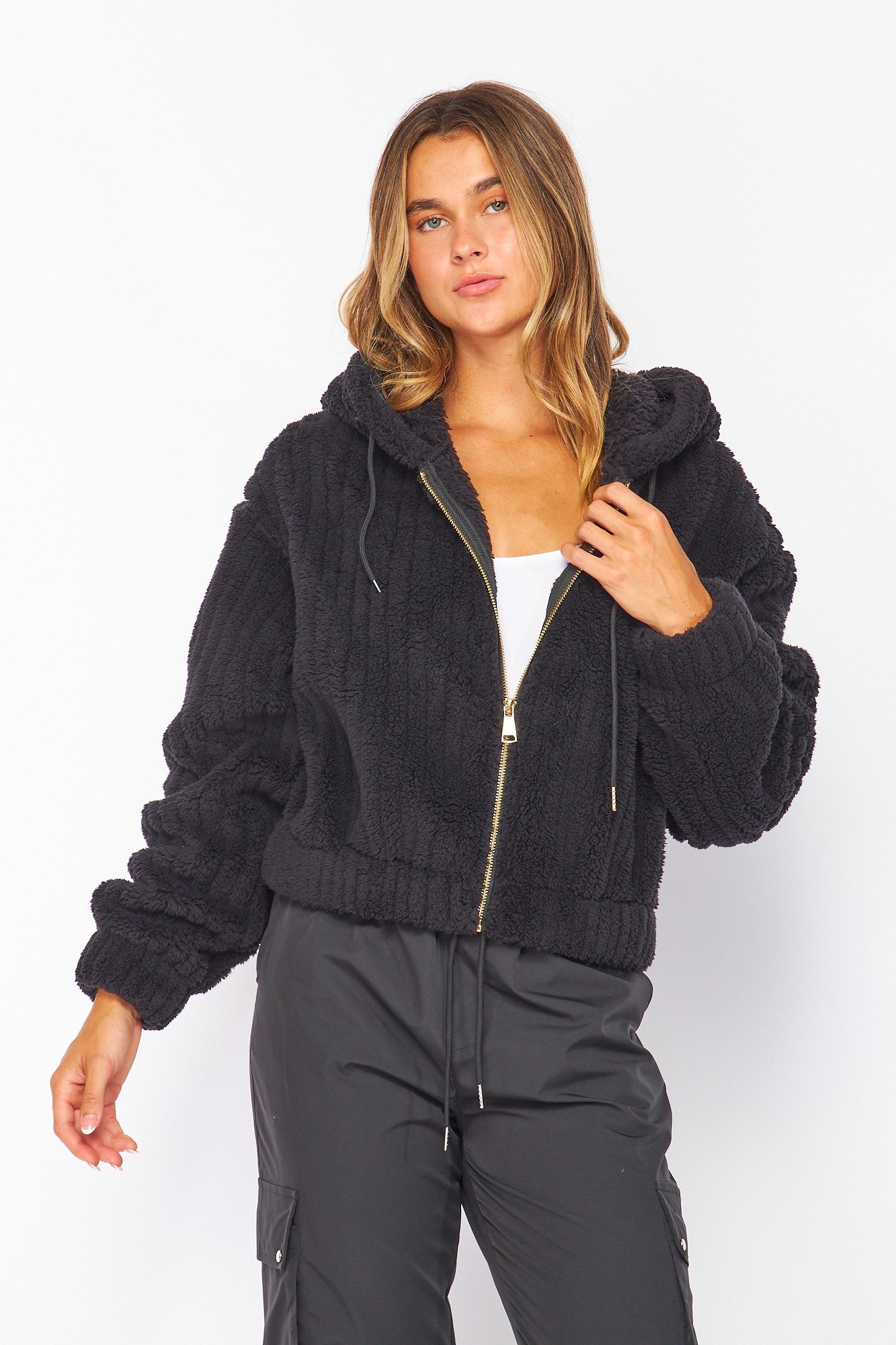 Hooded Sherpa Plush Jacket