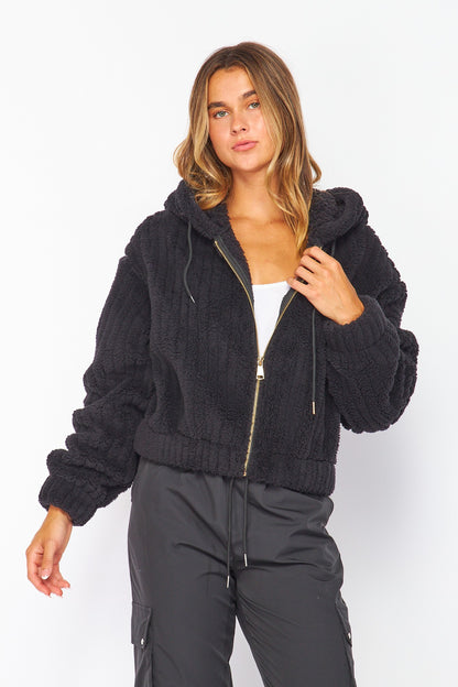 Hooded Sherpa Plush Jacket