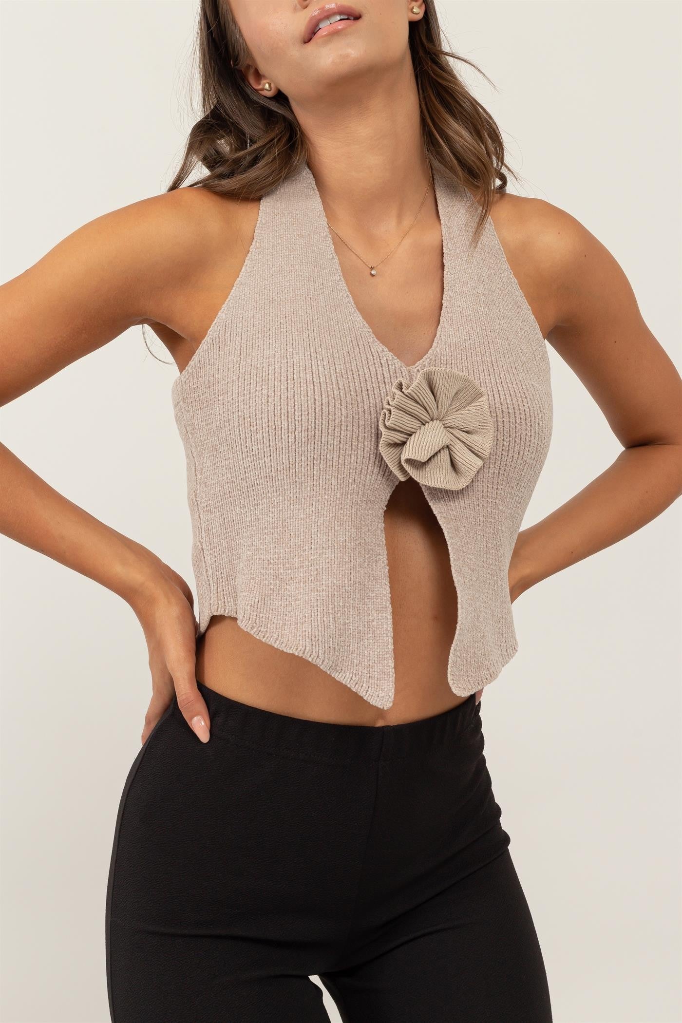 Strapless Top with Flower Accents