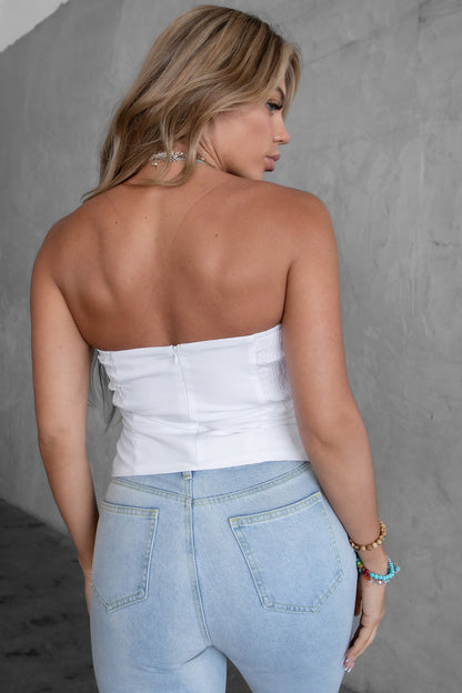 Strapless Front Button Down Top