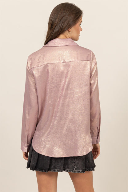 Shimmer Button-Down Blouse