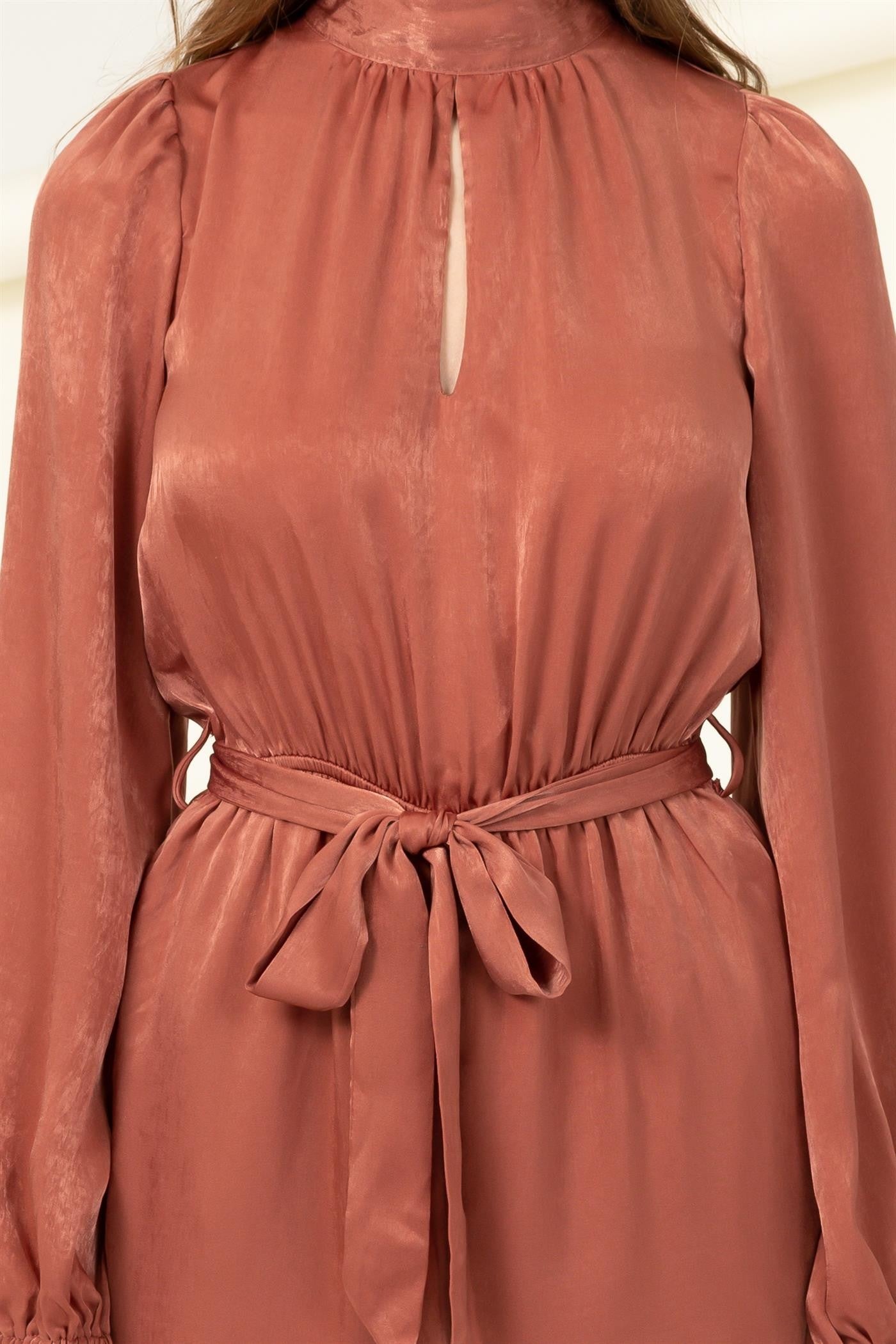 Silky Long Sleeve Jumpsuit with Open Back