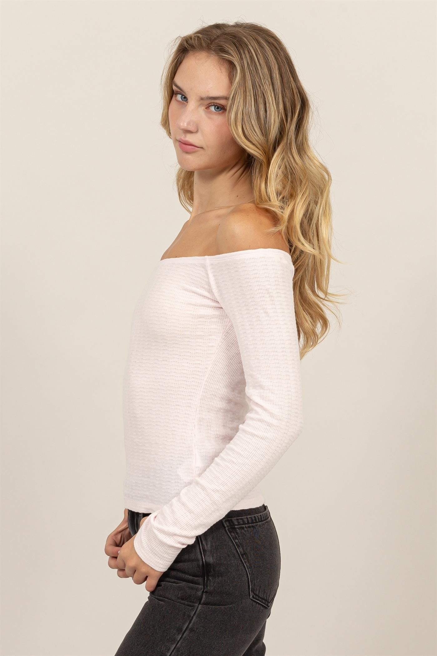 Off-the-Shoulder Long Sleeve Top