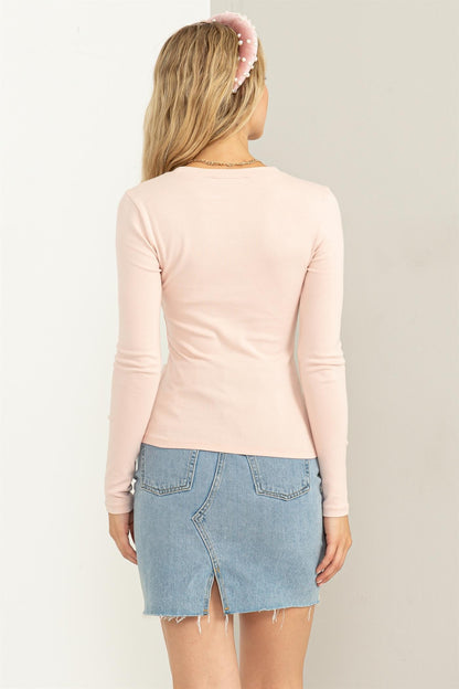 Henley Neck Long Sleeve Top