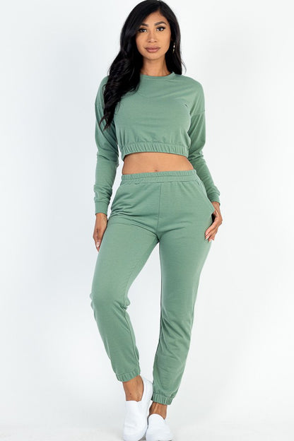 French Terry Elastic Pullover & Joggers Set