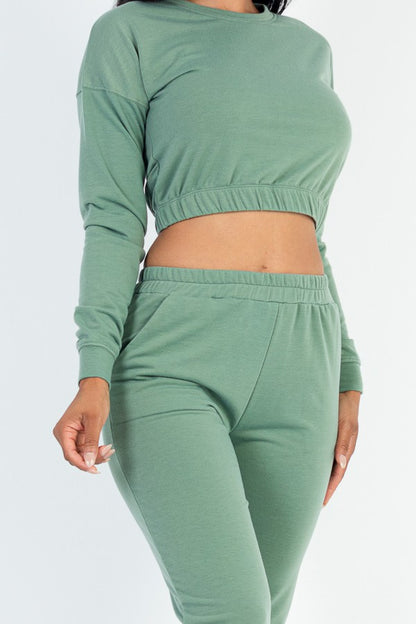 French Terry Elastic Pullover & Joggers Set