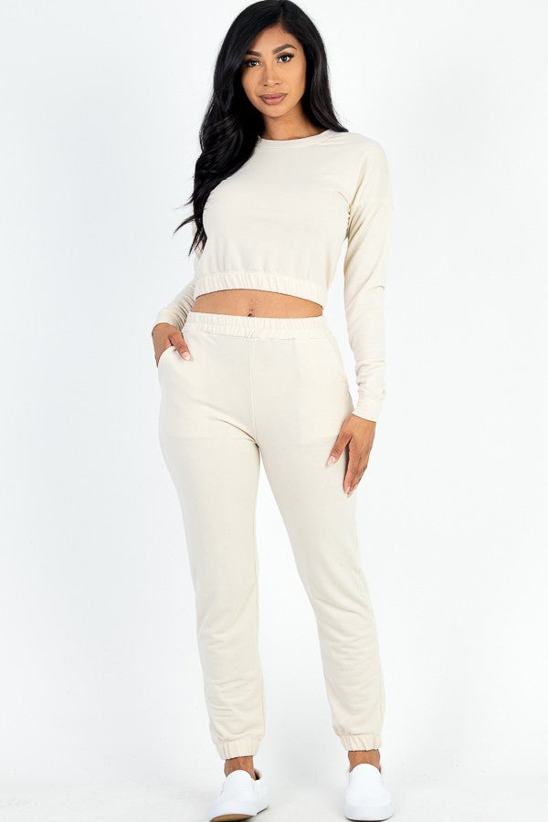 French Terry Elastic Pullover & Joggers Set