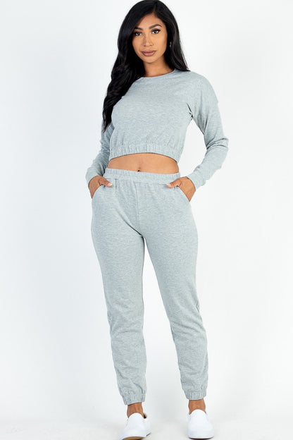 French Terry Elastic Pullover & Joggers Set