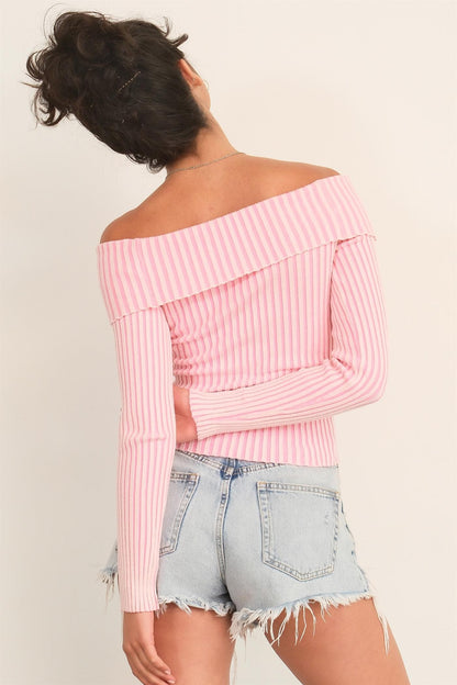 Off-Shoulder Ribbed Knit Top