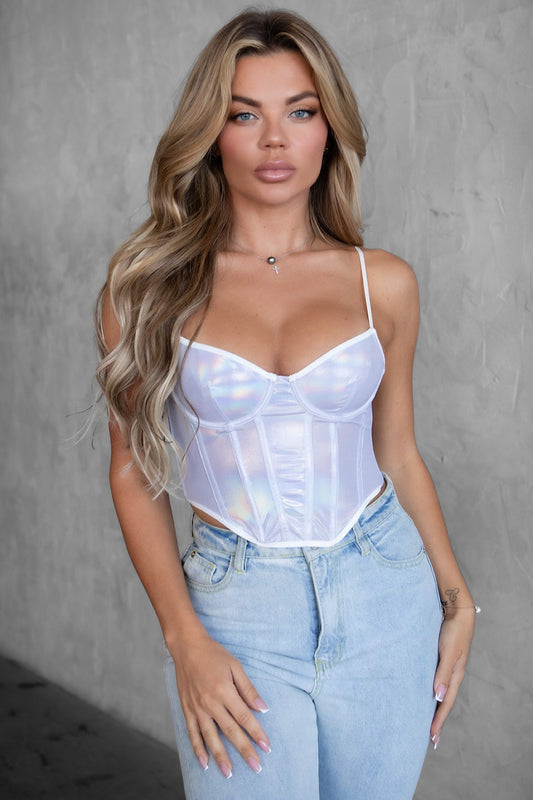 Holographic Bustier Corset Top