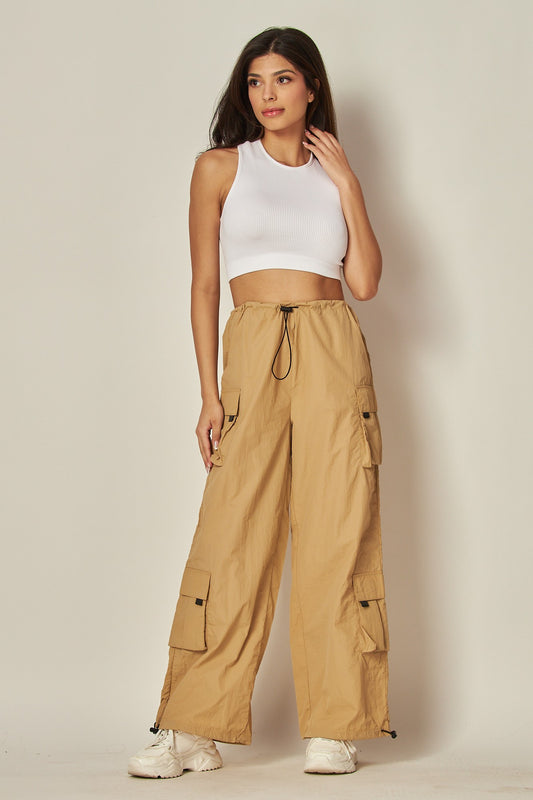 Wide-Leg Cargo Parachute Pants