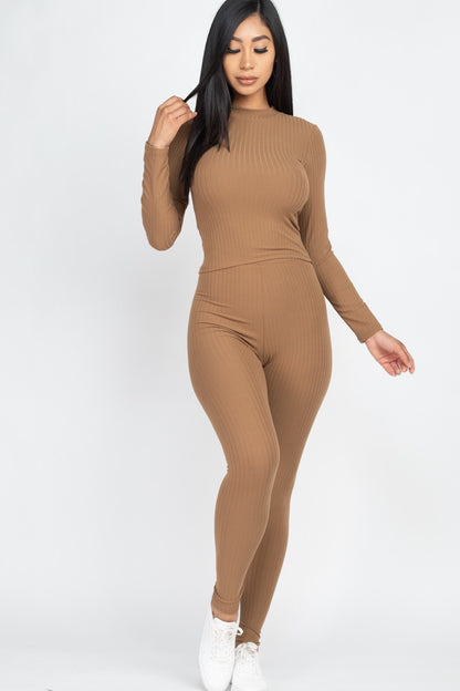 Ribbed Long Sleeve Top & Leggings Set