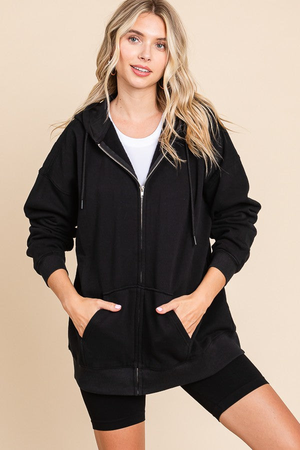 Basic Oversized Zipper Hoodie