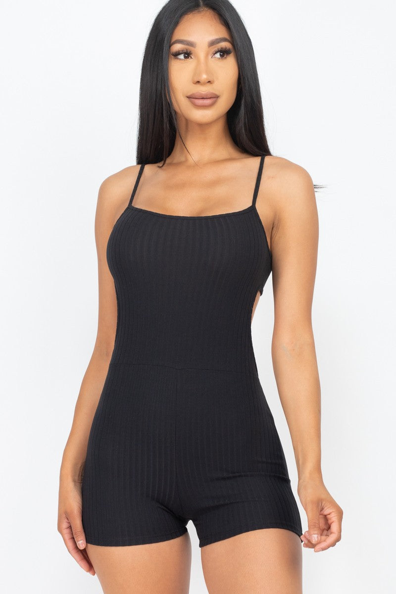 Ribbed Sleeveless Bodycon Romper