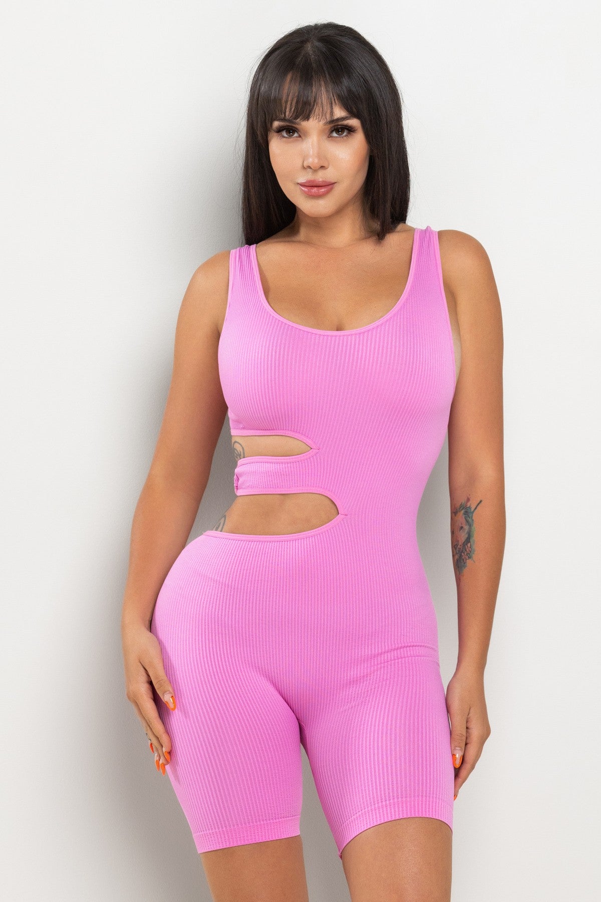 Seamless Romper With Slits