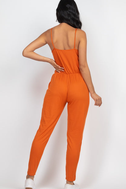 Spaghetti Strap Elastic Jumpsuit