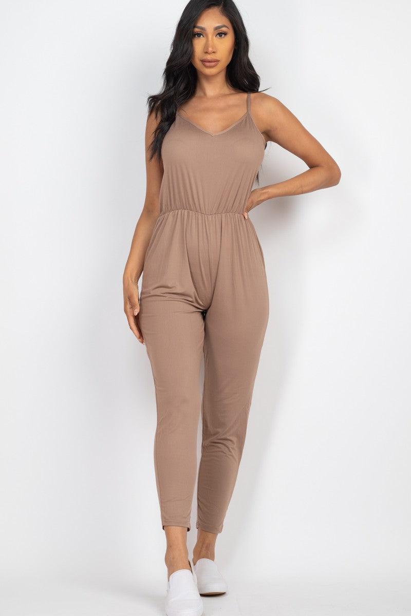 Spaghetti Strap Elastic Jumpsuit