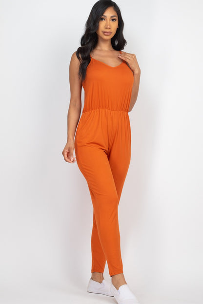 Spaghetti Strap Elastic Jumpsuit