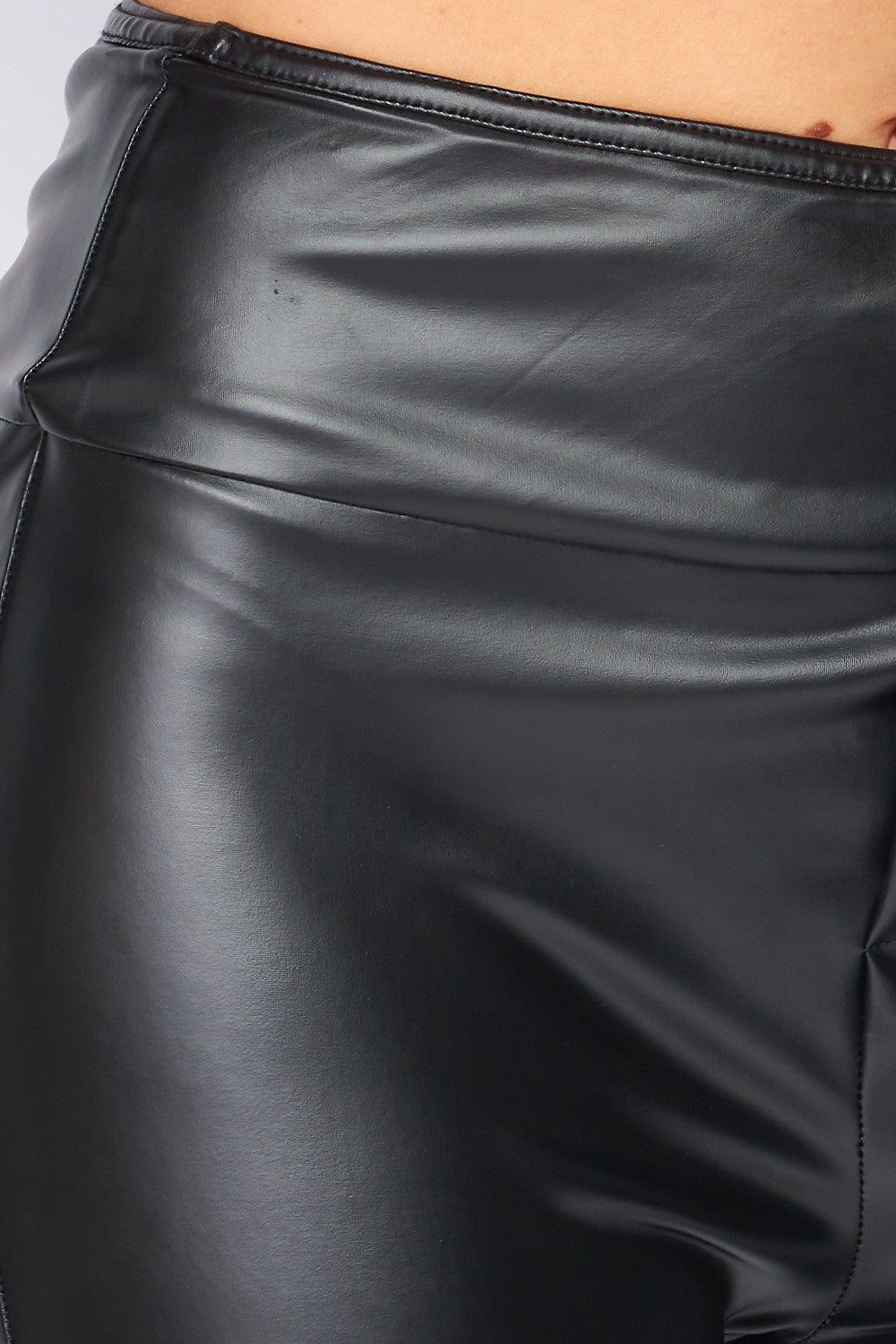 Vegan Leather High Waist Flared Pants