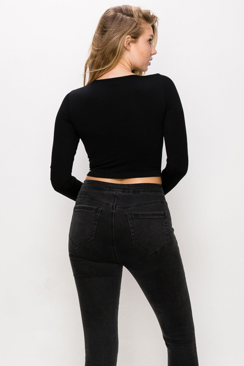 Longsleeve Drawstring Crop Top